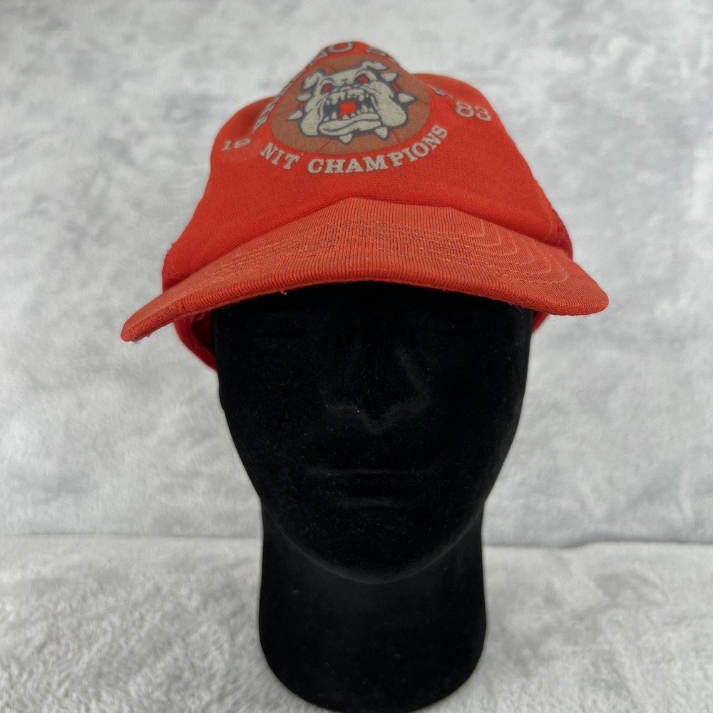 Vintage Fresno State Bulldogs 1983 NIT Champions Hat Red Snapback Trucker 80s
